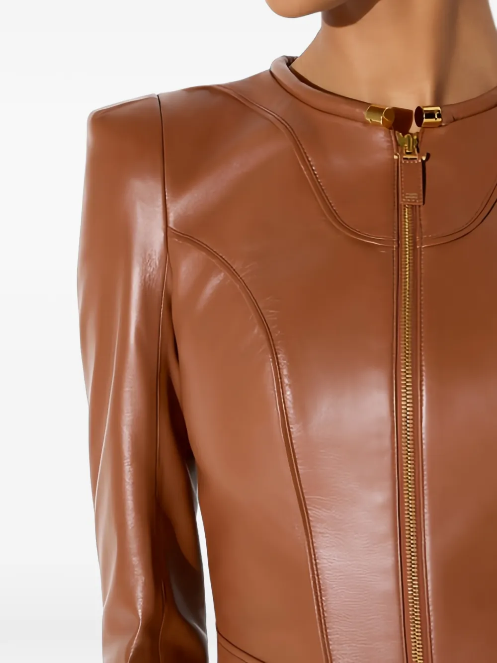 Elisabetta Franchi Leren jack Bruin
