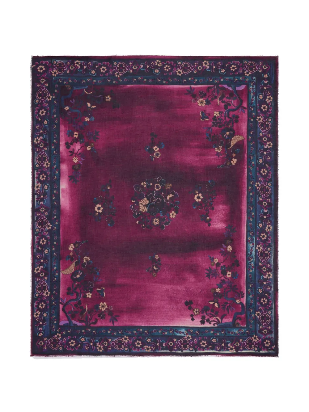 Faliero Sarti Pink Carpet floral-print frayed scarf Paars