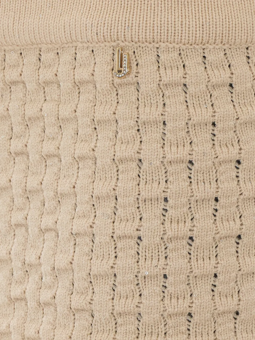 LIU JO waffle-knit fringed mini skirt Beige