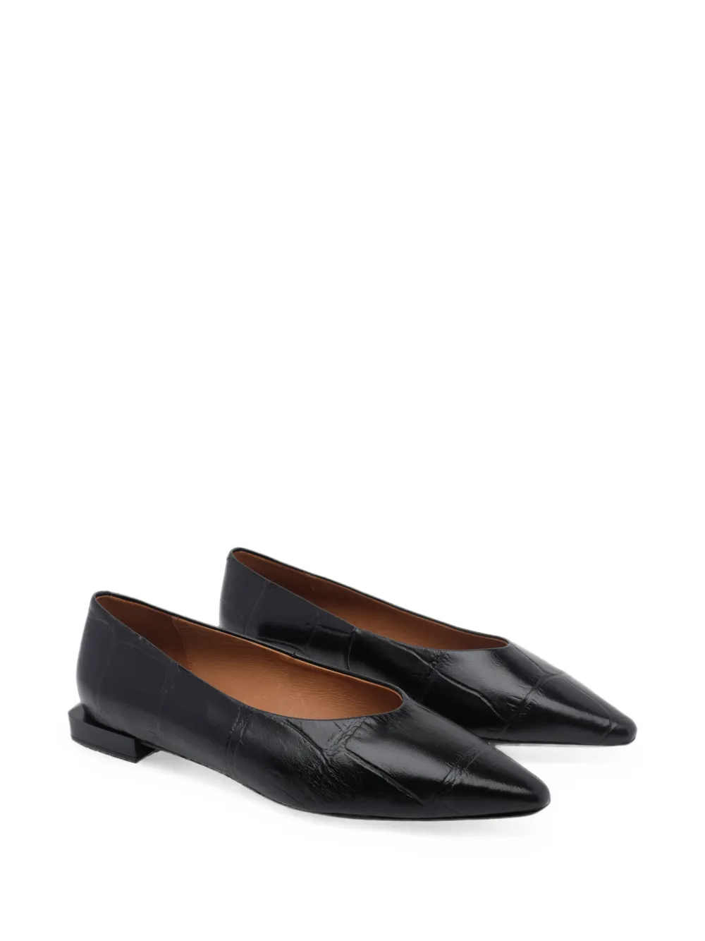 ANGEL ALARCON croc-effect pointed-toe ballet flats Zwart