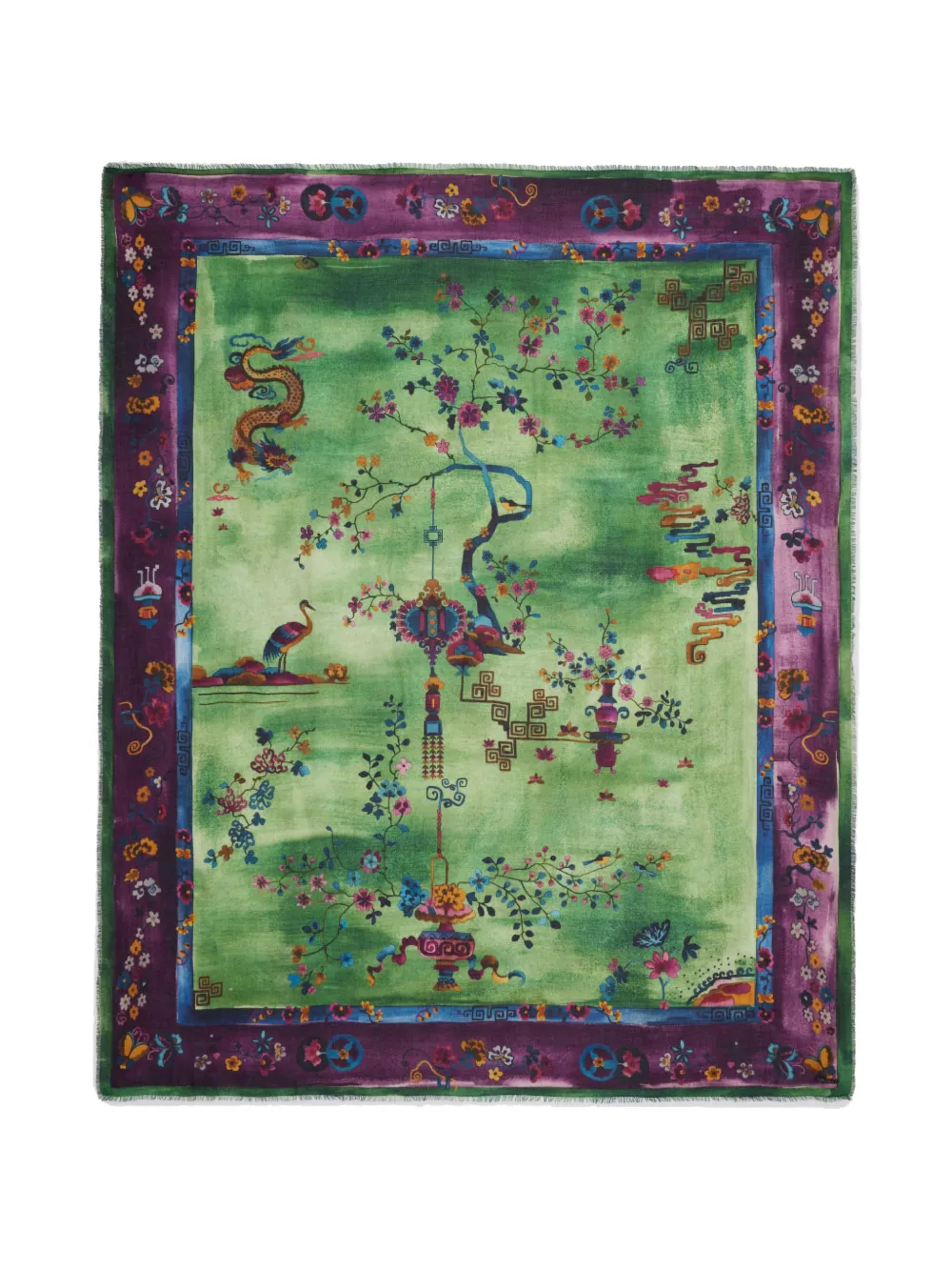 Faliero Sarti Green Carpet Persian-print frayed scarf Groen