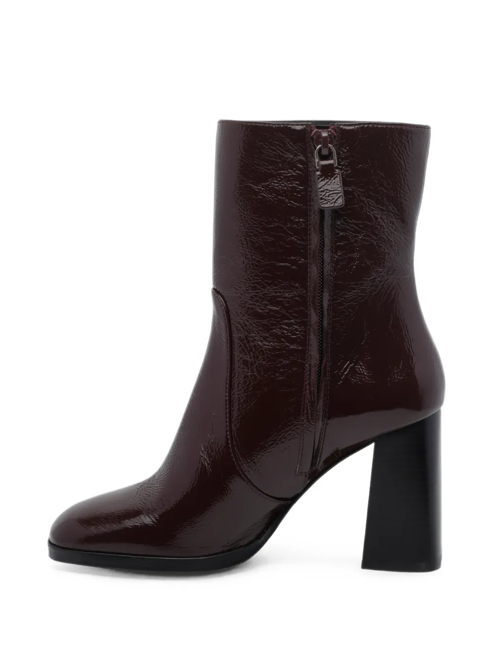 Stuart Weitzman patent-finish block-heel ankle boots Rood