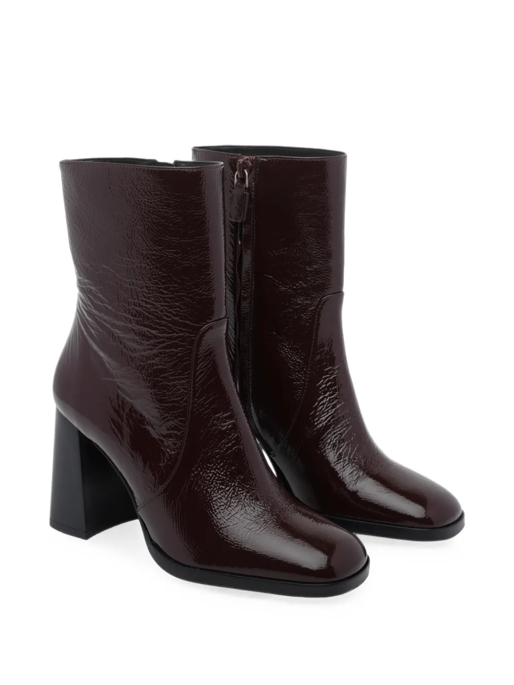 Stuart Weitzman patent-finish block-heel ankle boots Rood