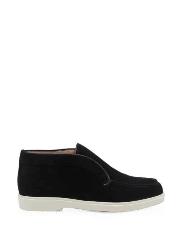 Santoni Suede Slip-on Sneakers in Black