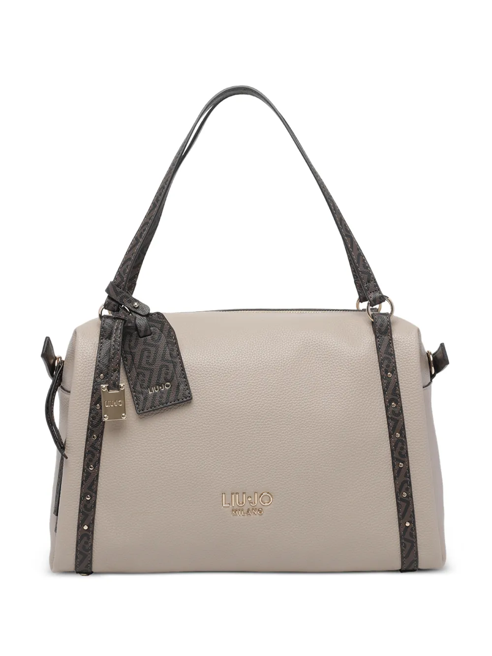 LIU JO logo-print studded shoulder bag - Nude