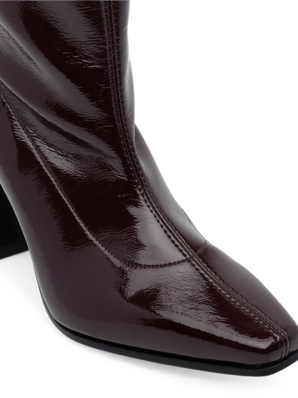 Stuart Weitzman patent-finish square-toe boots Rood