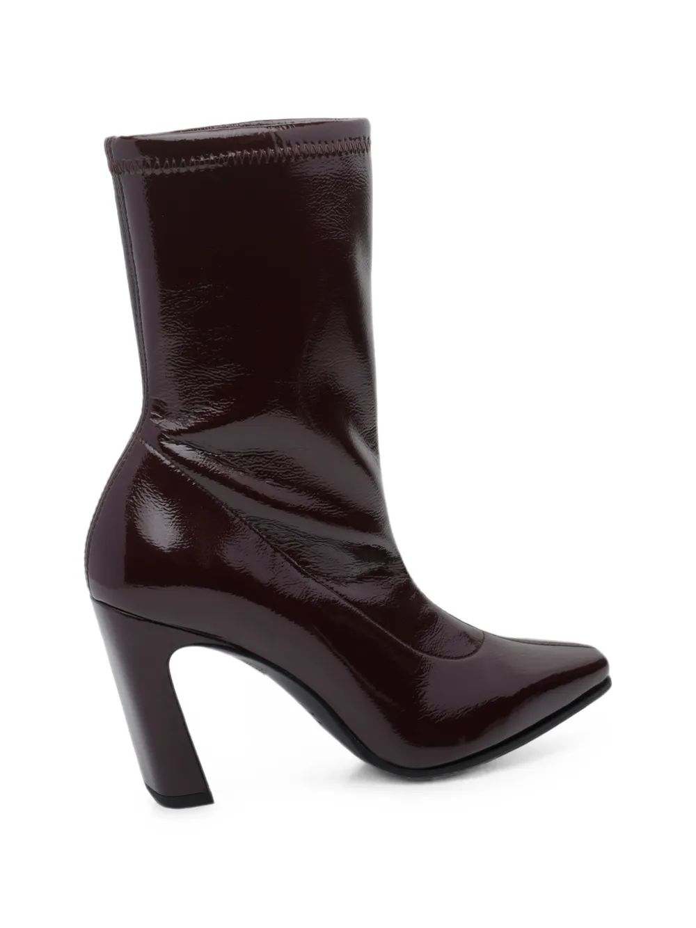 Stuart Weitzman patent-finish square-toe boots Rood
