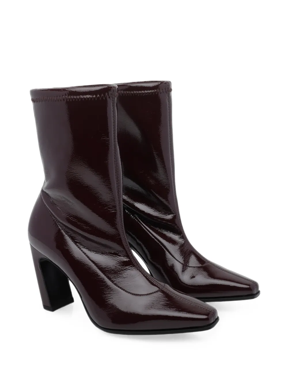 Stuart Weitzman patent-finish square-toe boots Rood