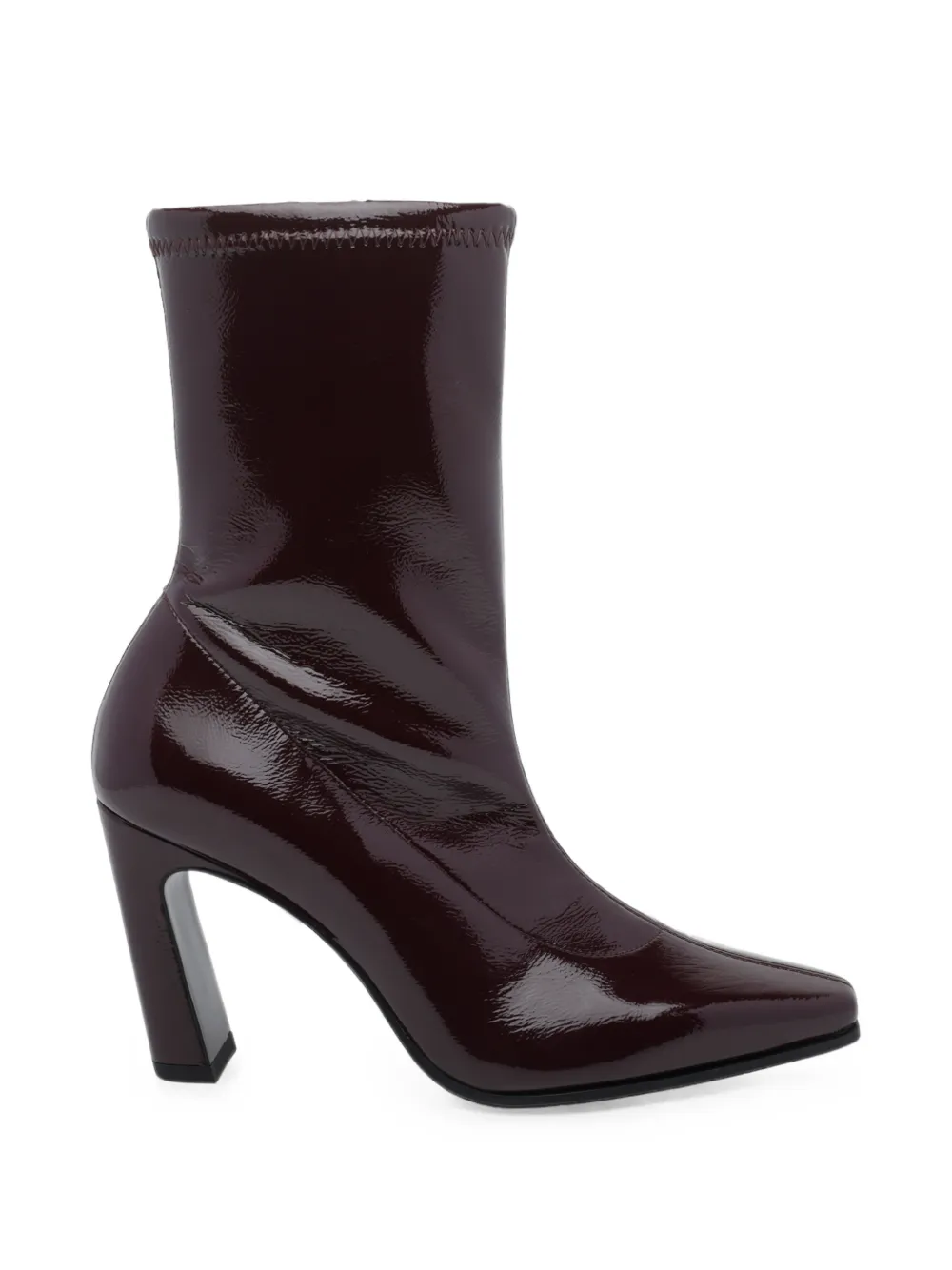 Stuart Weitzman patent-finish square-toe boots
