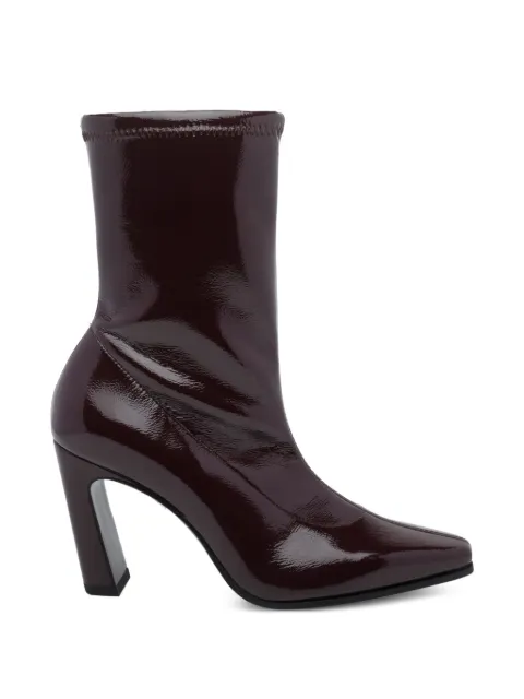 Stuart Weitzman patent-finish square-toe boots