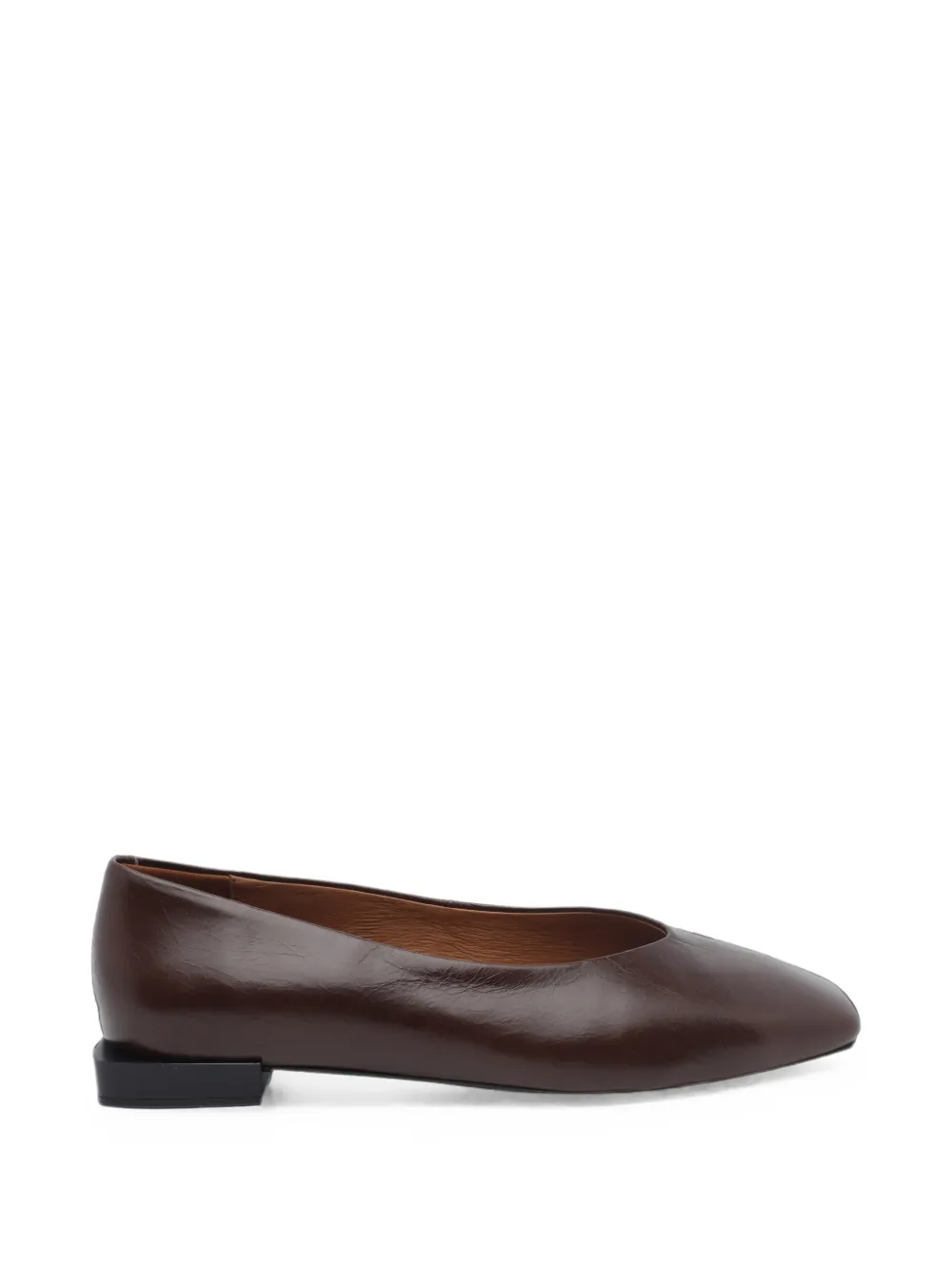 ANGEL ALARCON square-toe leather ballet flats - Marrone