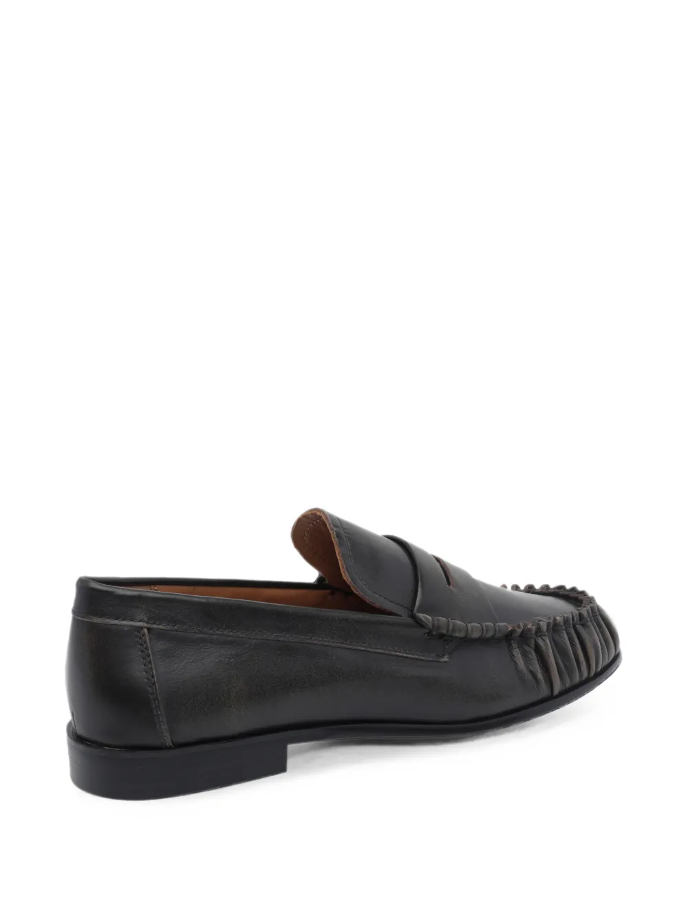 ANGEL ALARCON ruched leather loafers Zwart