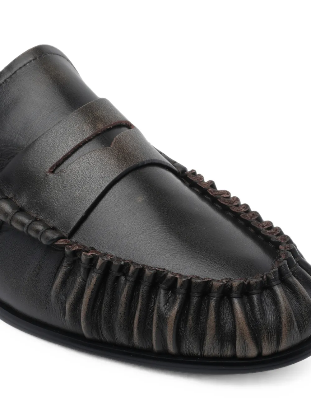 ANGEL ALARCON ruched leather loafers Zwart