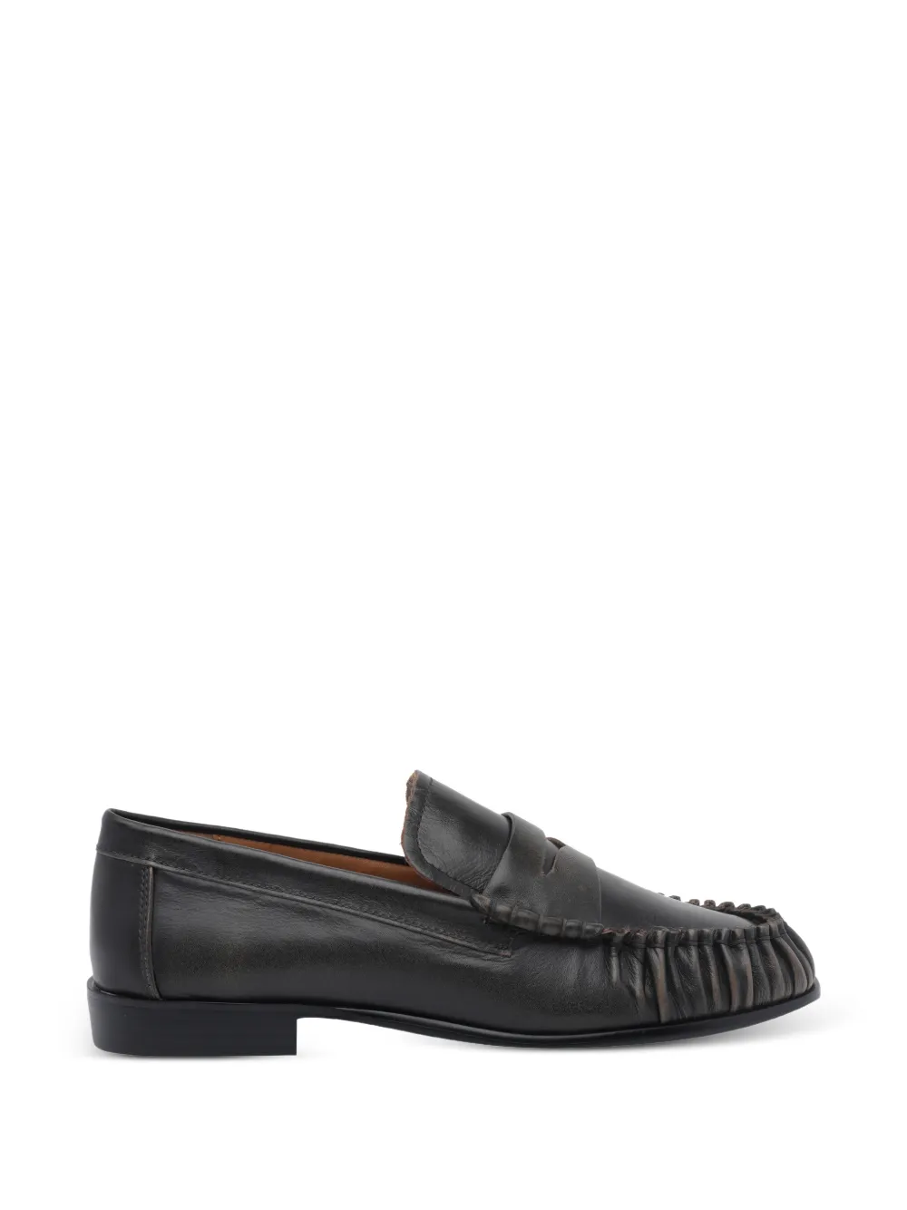 ANGEL ALARCON ruched leather loafers - Nero