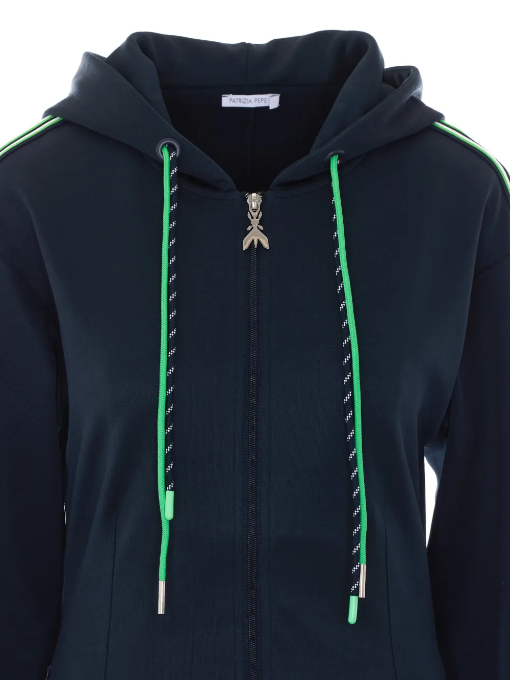 Patrizia Pepe Mini-jurk met capuchon en zijstreep Blauw