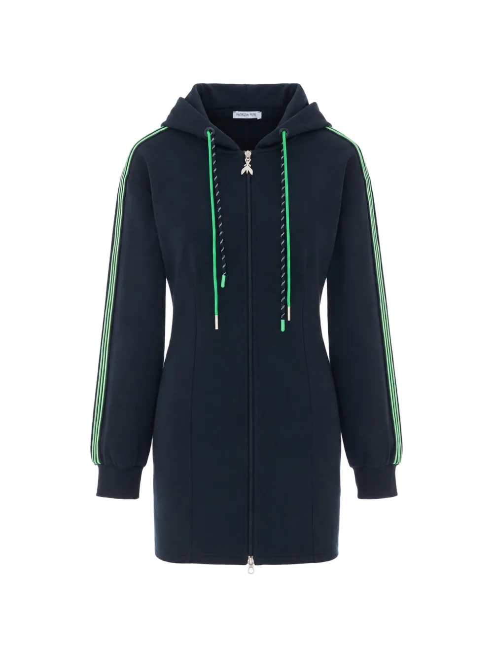 Patrizia Pepe side-stripe hooded mini dress - Blau