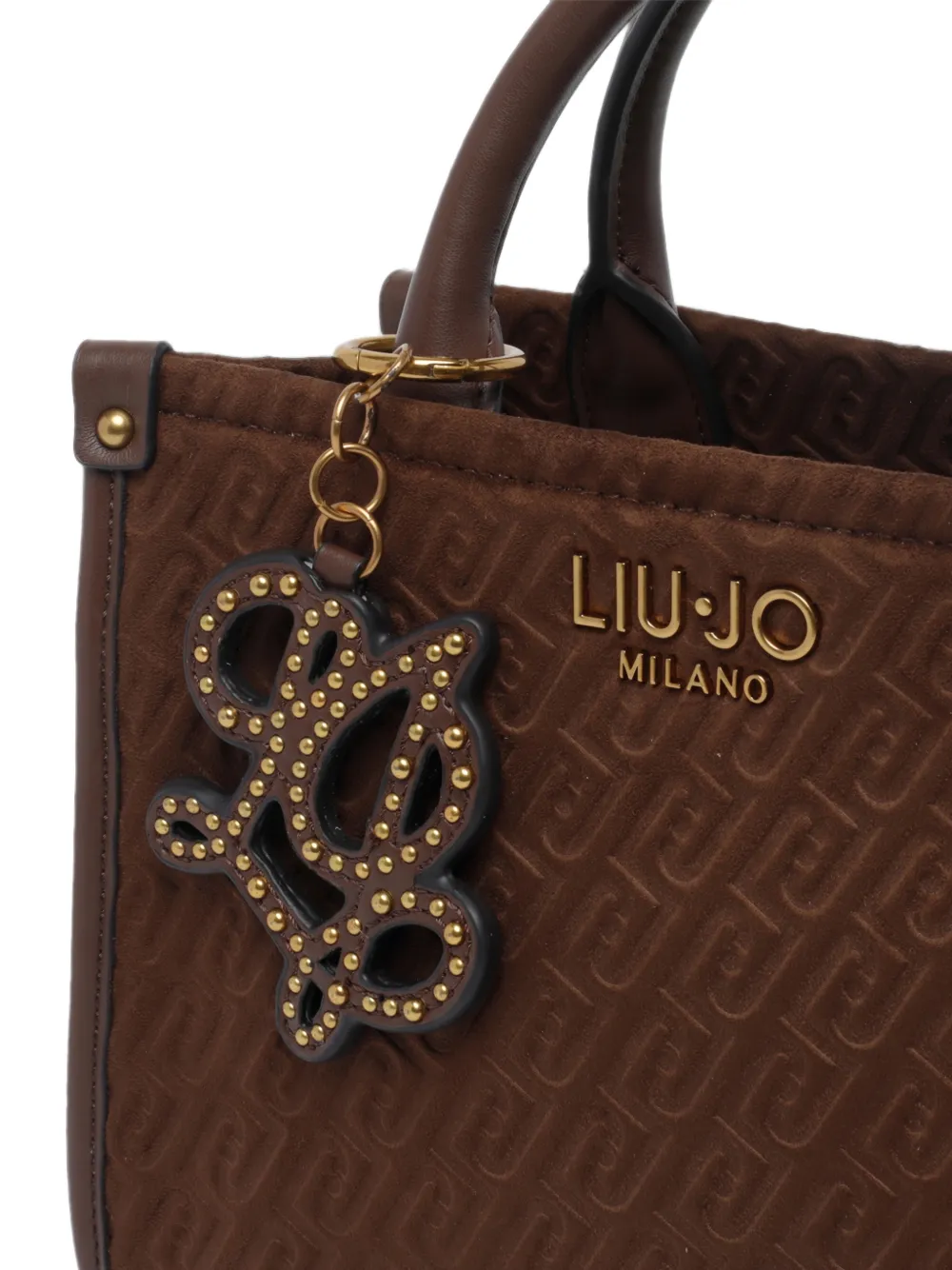 LIU JO Shopper met logo-reliëf en studs Bruin