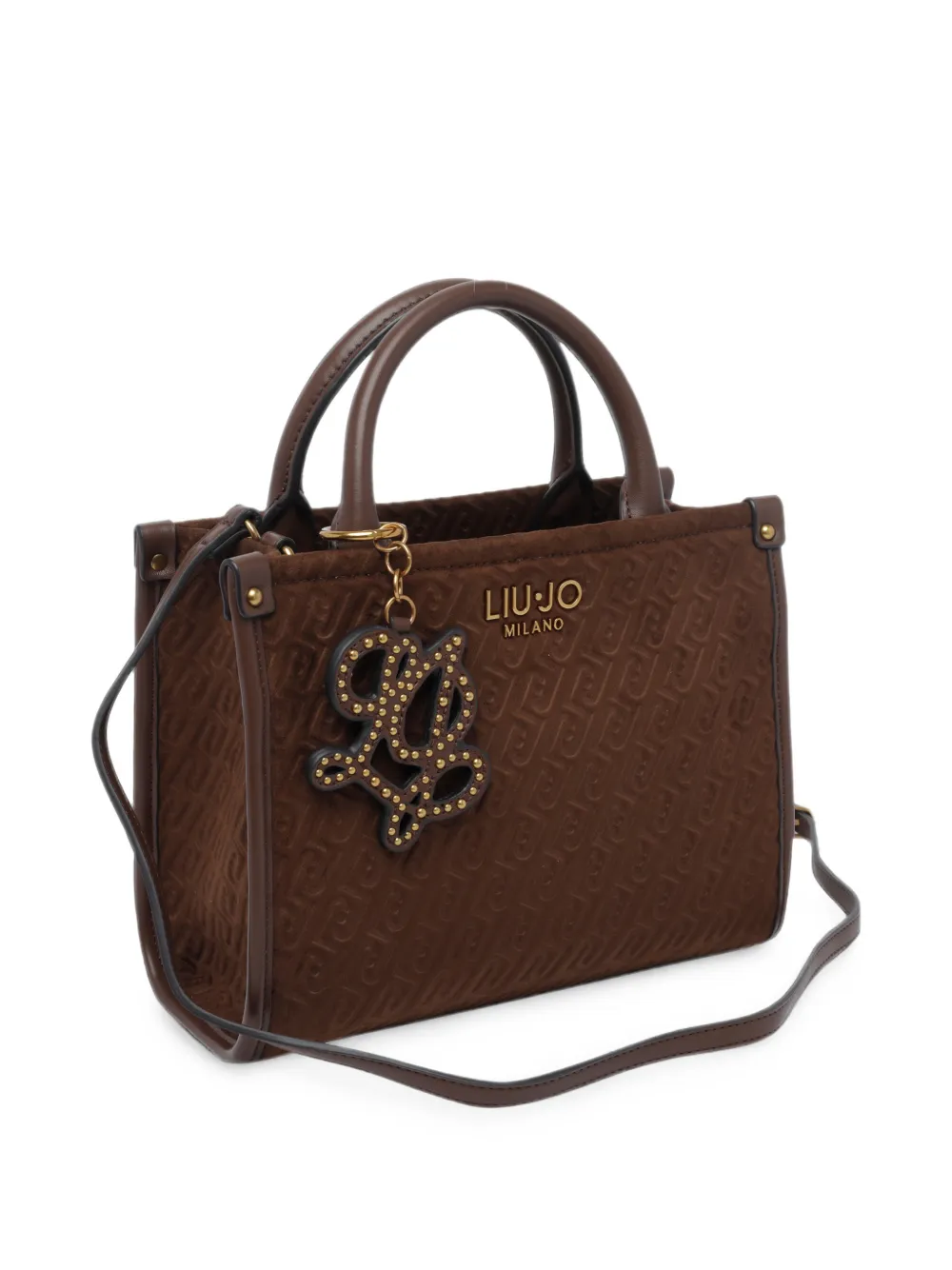 LIU JO Shopper met logo-reliëf en studs Bruin
