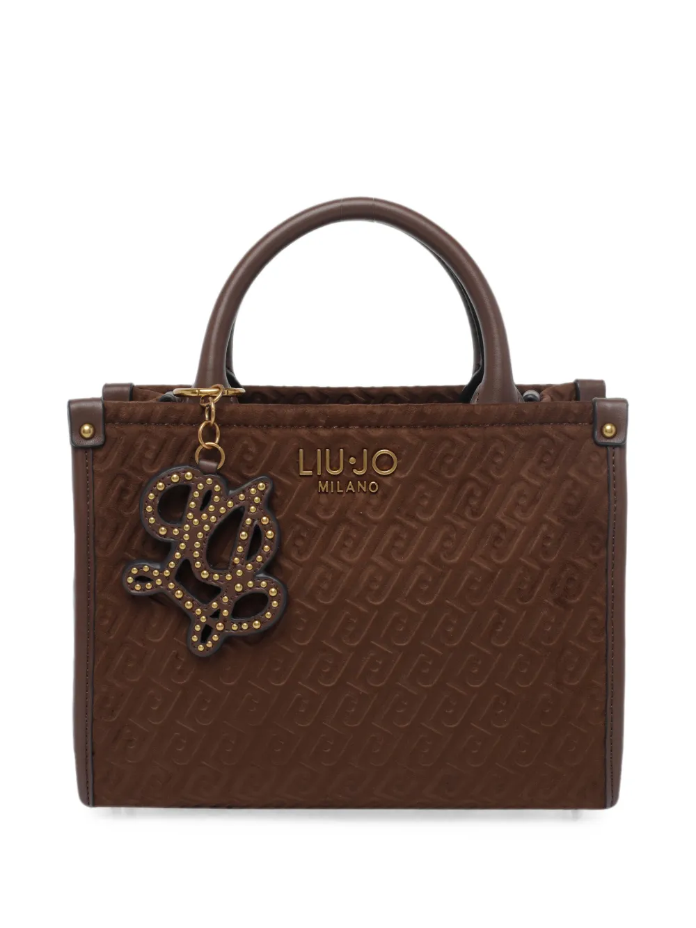 LIU JO logo-embossed studded tote bag - Marron LIU JO logo-embossed studded tote bag - Marron