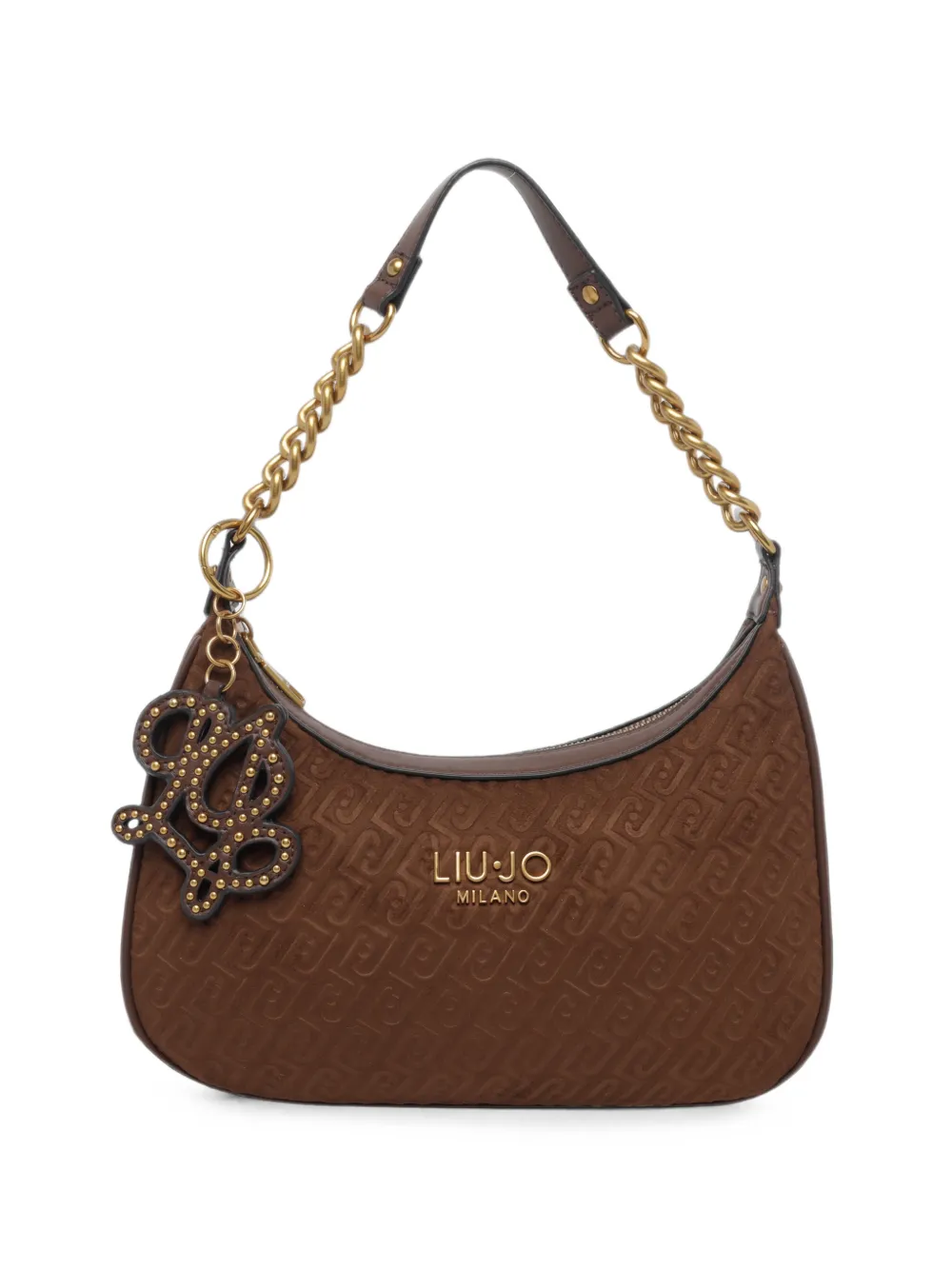 LIU JO monogram-embossed chain-link tote bag - Marron LIU JO monogram-embossed chain-link tote bag - Marron