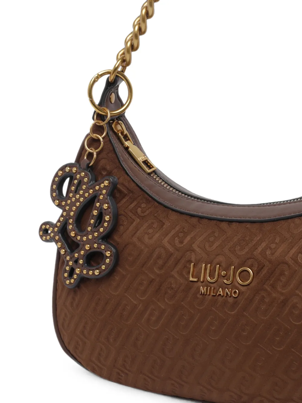 LIU JO Shopper met monogram-reliëf en schakelketting Bruin