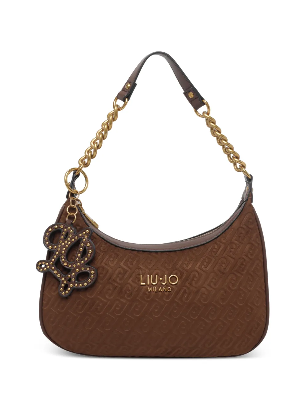 LIU JO monogram-embossed chain-link tote bag - Marrone