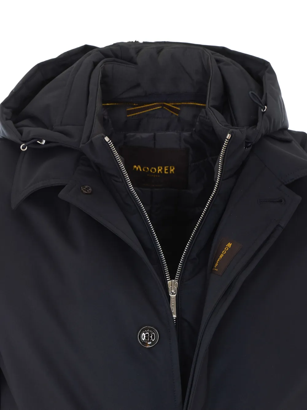 Moorer Ralli hooded button-up coat Blauw