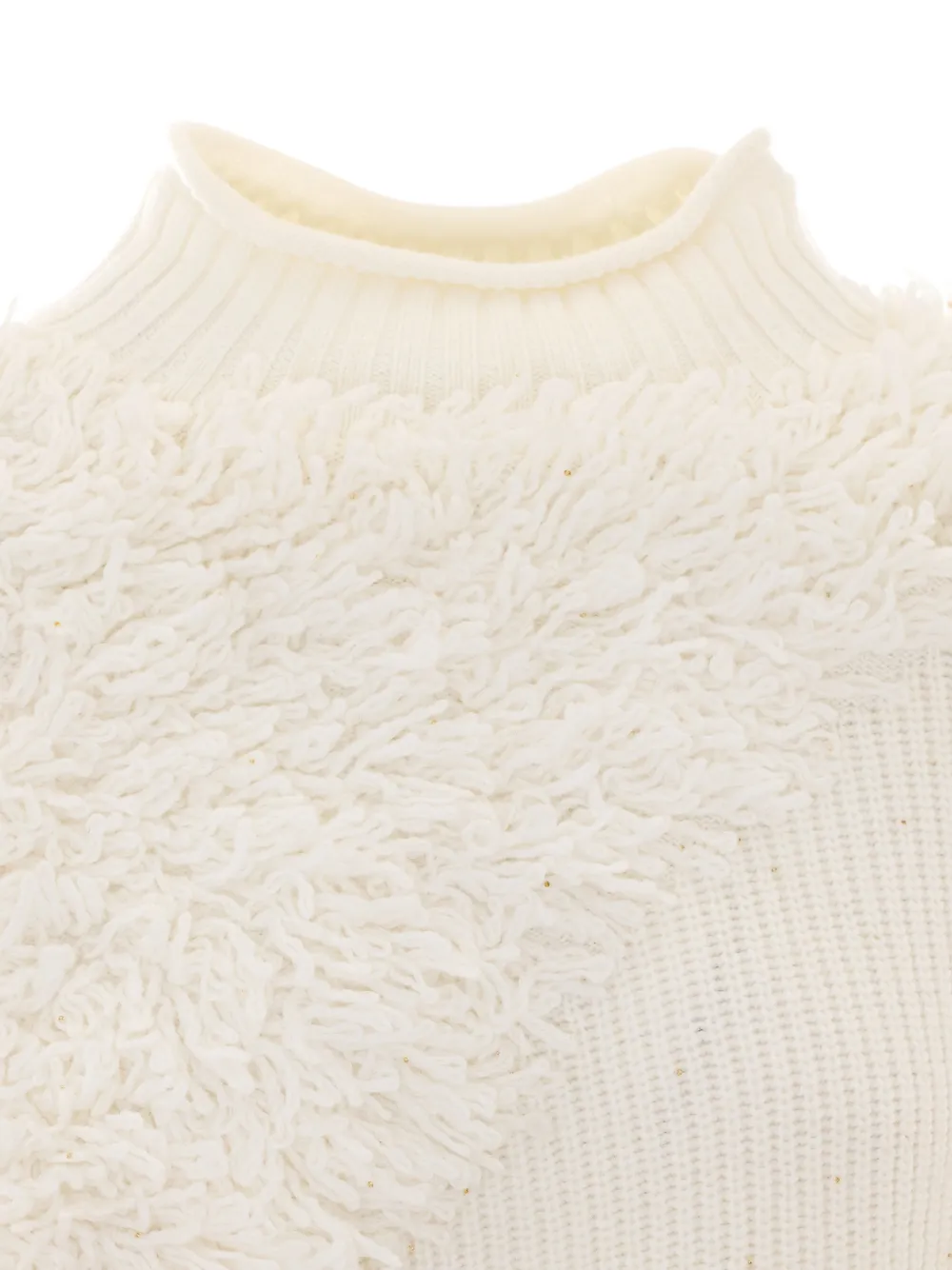 Patrizia Pepe fringed ribbed-knit sweater Beige