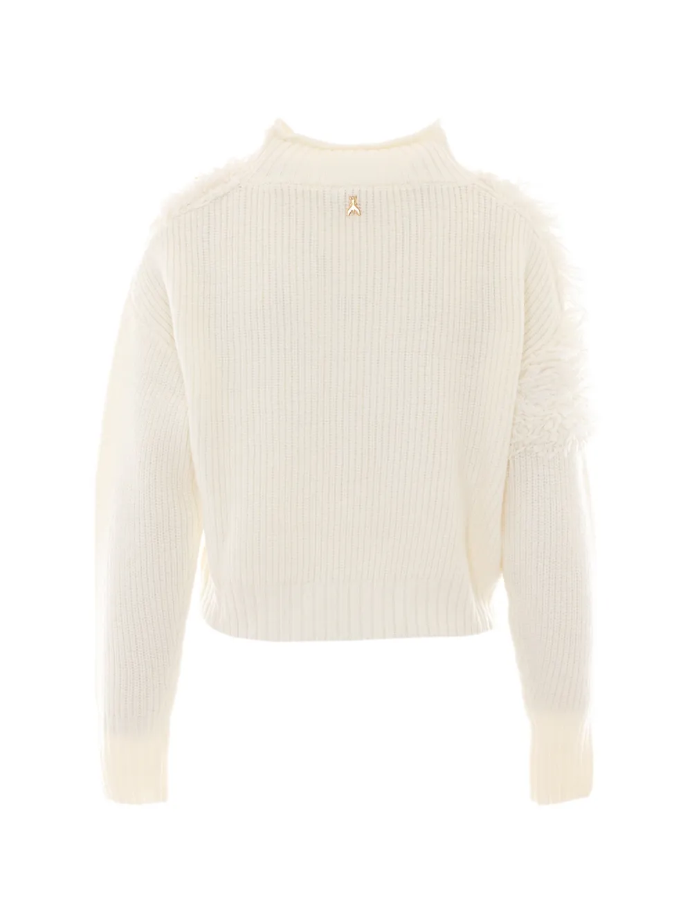 Patrizia Pepe fringed ribbed-knit sweater Beige