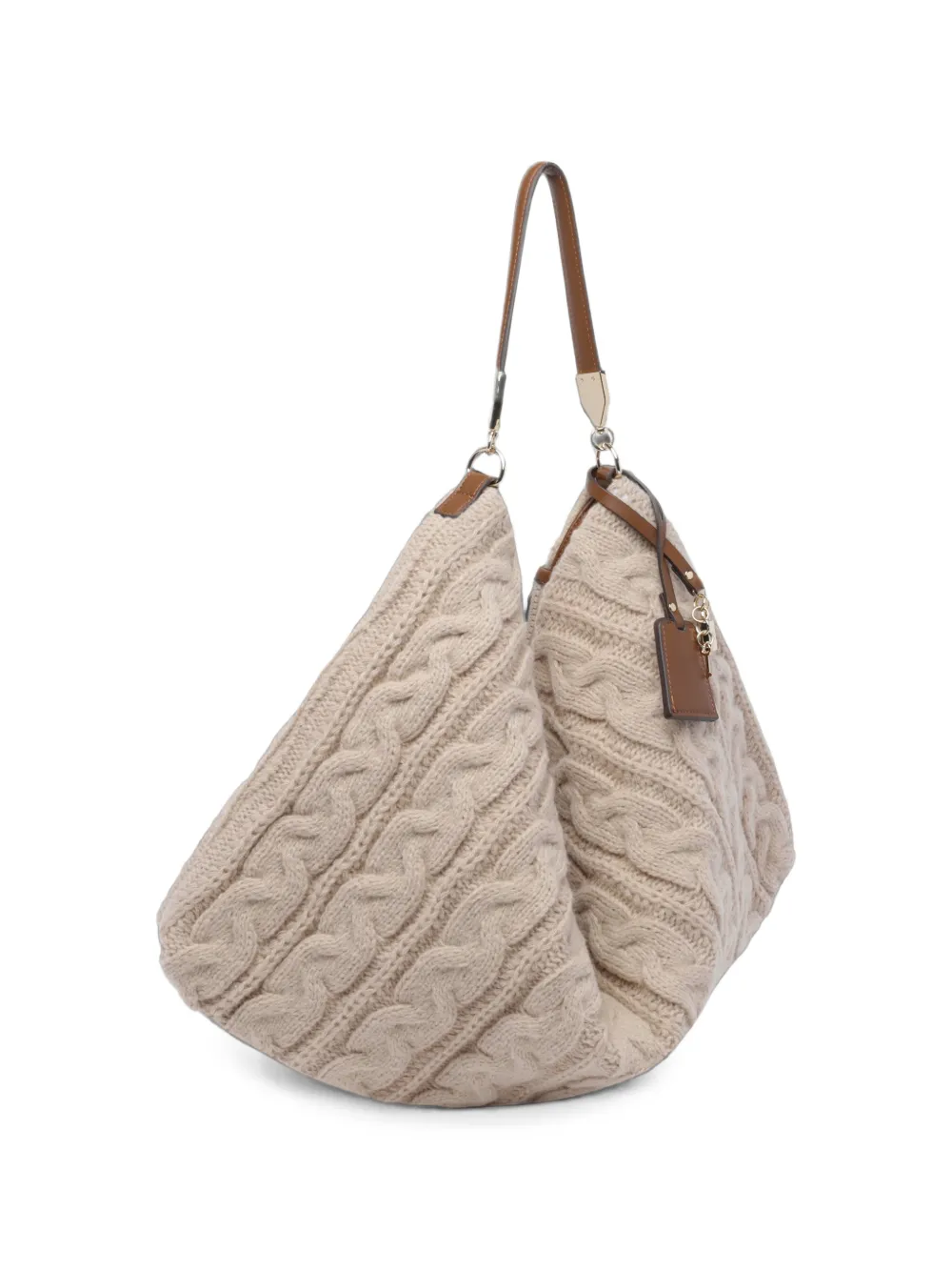 LIU JO Kabelgebreide schoudertas Beige