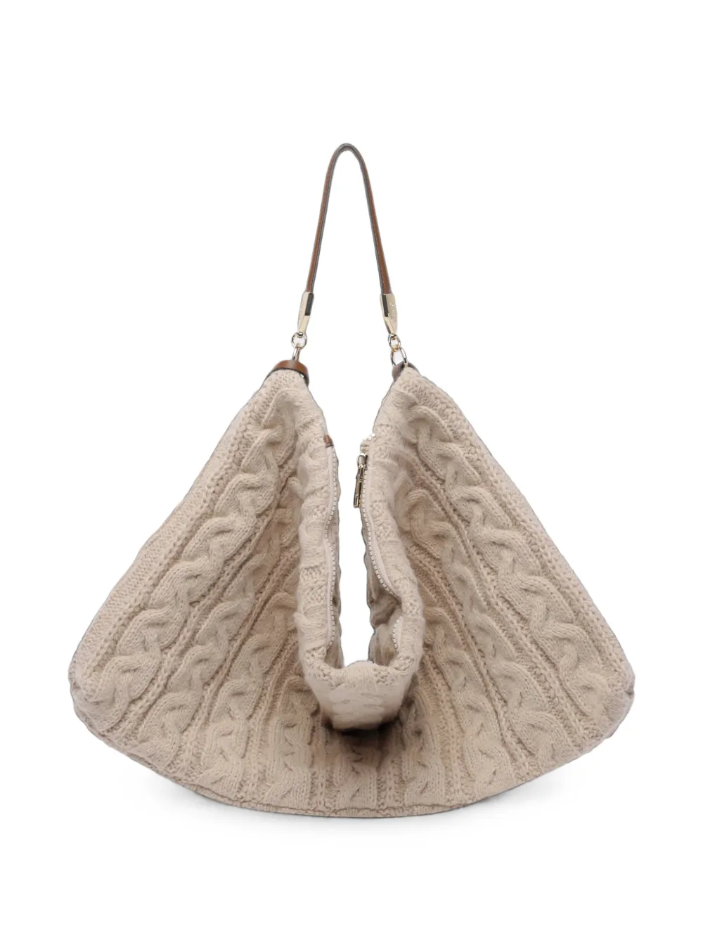 LIU JO Kabelgebreide schoudertas Beige