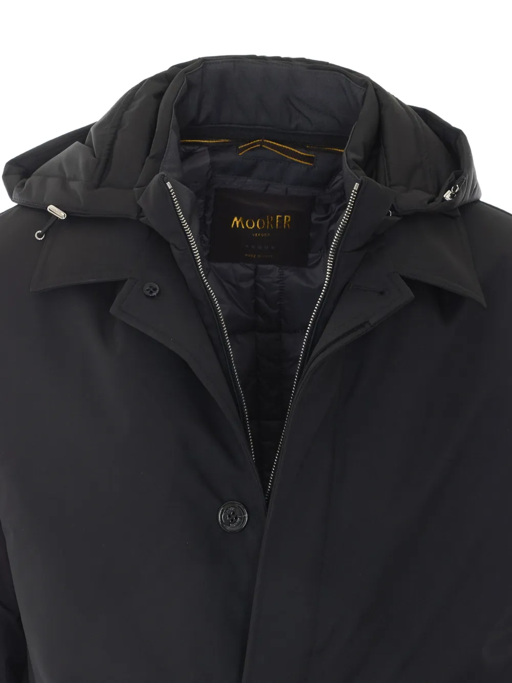 Moorer Ralli hooded button-up coat Zwart