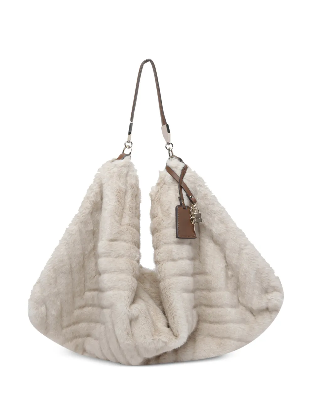 LIU JO chevron faux-fur tote bag - Toni neutri