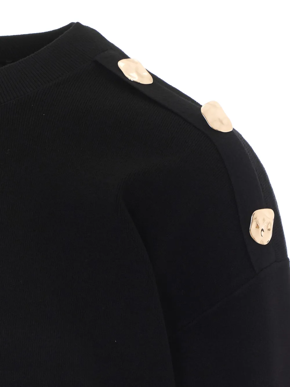 LIU JO button-detail shoulder-tab sweater Zwart