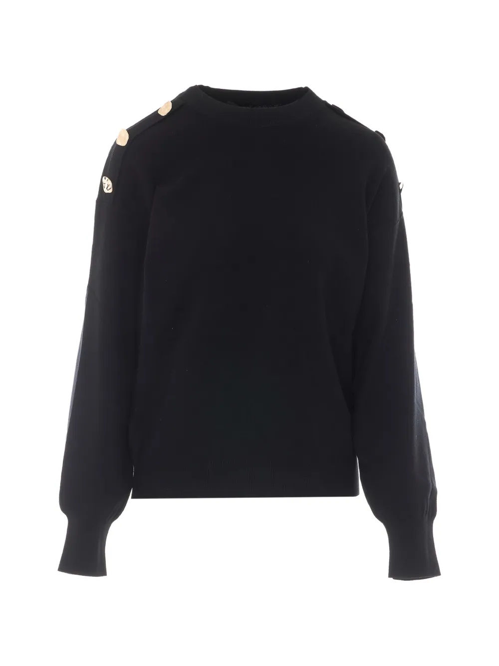 LIU JO button-detail shoulder-tab sweater Zwart