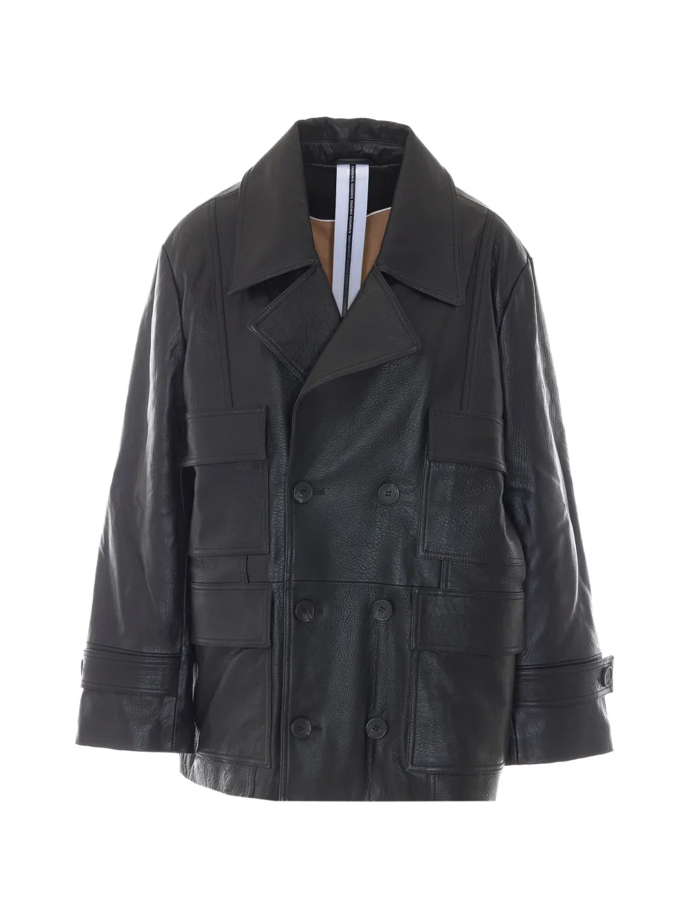 Sword double-breasted leather jacket - Schwarz