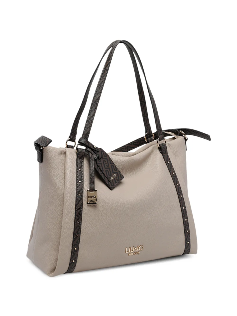 LIU JO logo-print studded tote bag Beige