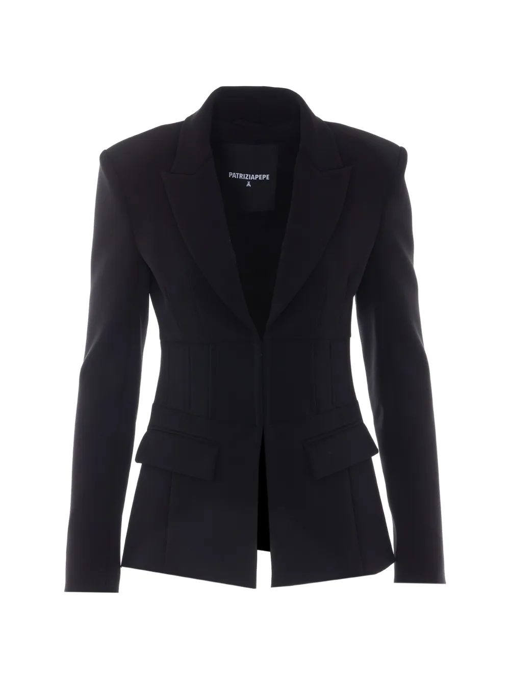 Patrizia Pepe peak-lapel corset-waist blazer - Black