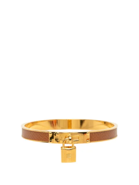 Hermès Pre-Owned 20th Century Gold Plated Epsom Kelly Cadena Lock Bangle Bracelet costume bracelet