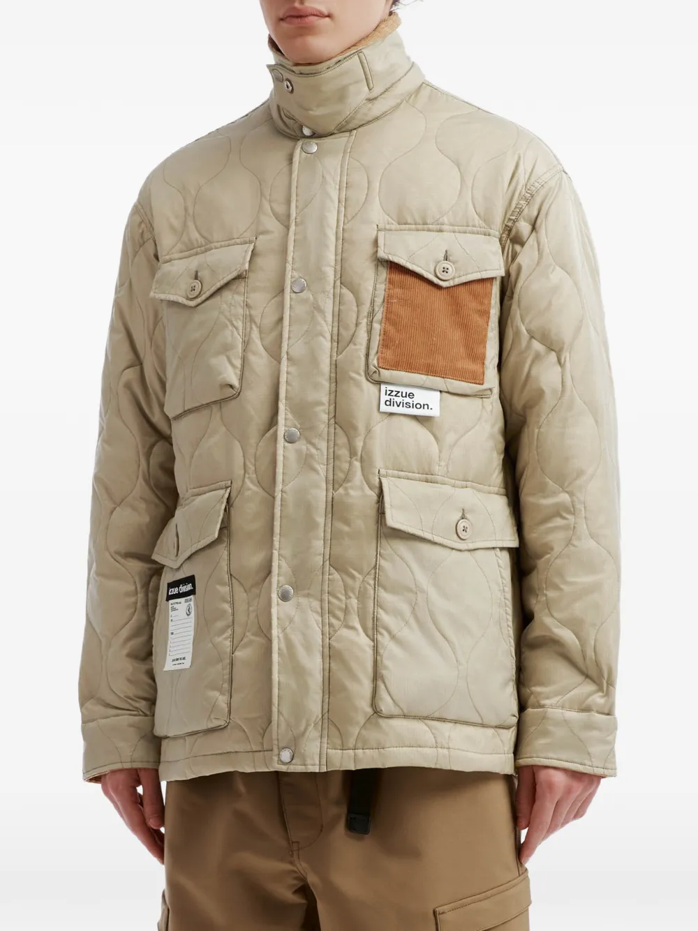 izzue quilted corduroy-collar jacket Beige