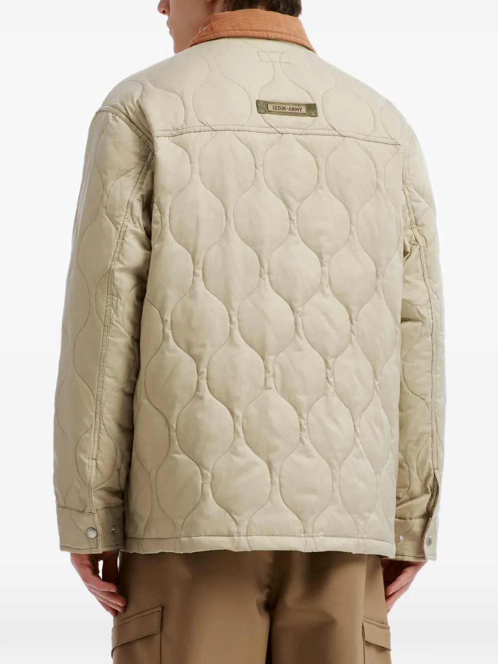 izzue quilted corduroy-collar jacket Beige