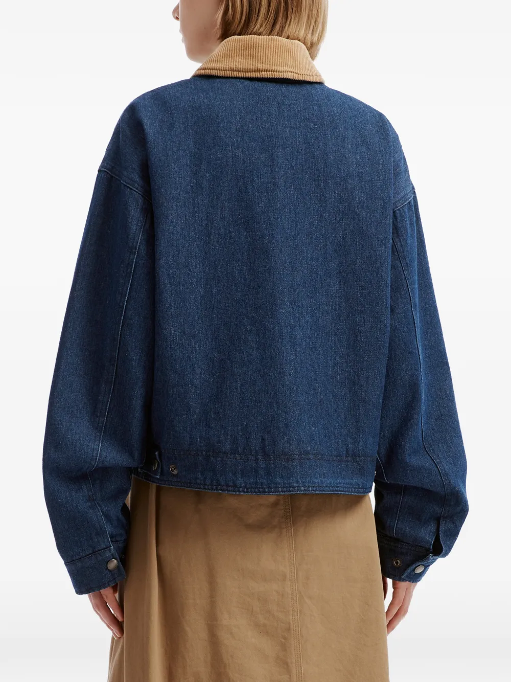 CHOCOOLATE corduroy-collar denim jacket Blauw