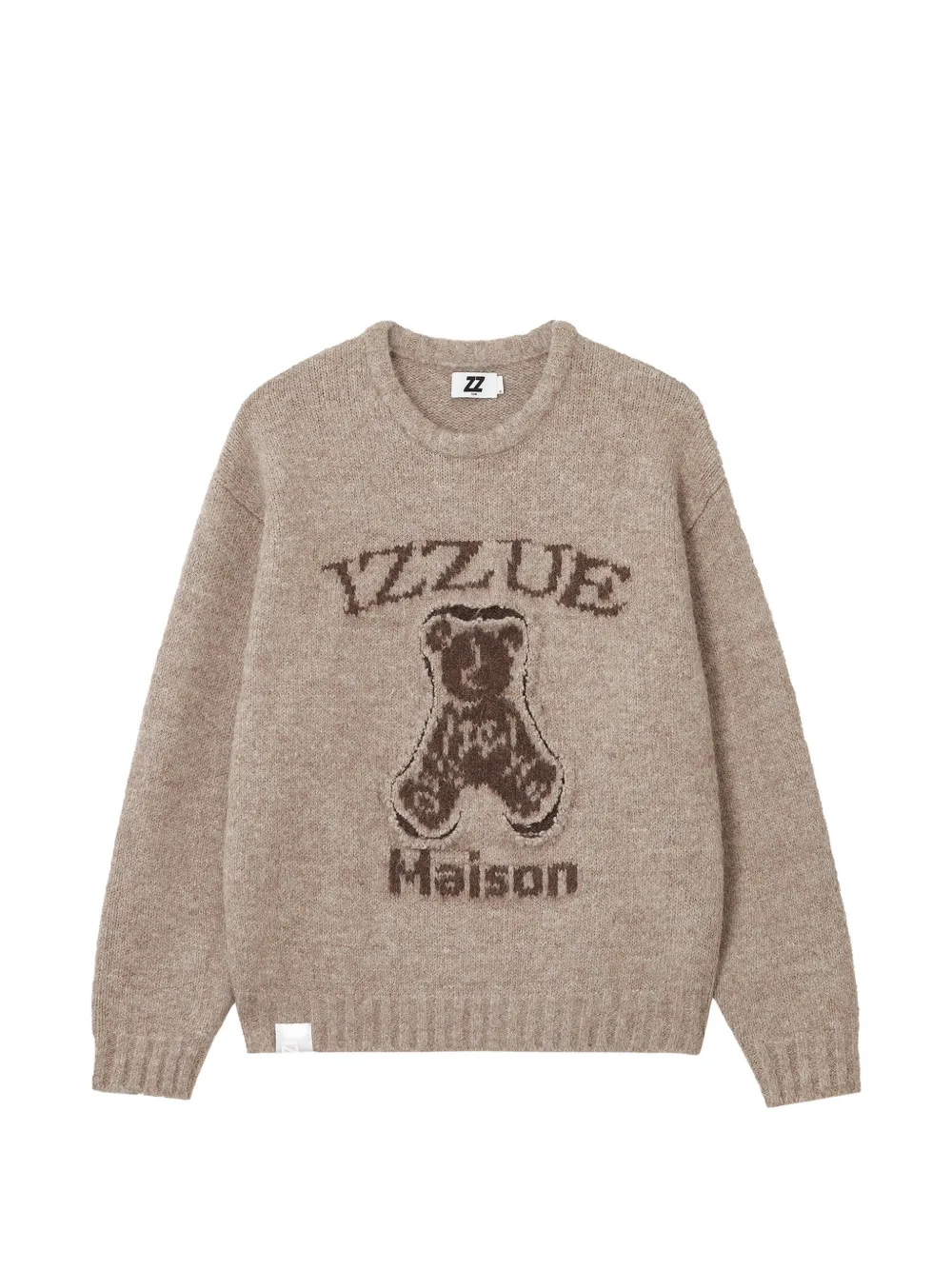 izzue bear-intarsia crew-neck sweater | Neutrals | Image 1