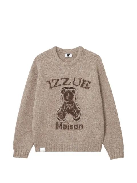 izzue bear-intarsia crew-neck sweater