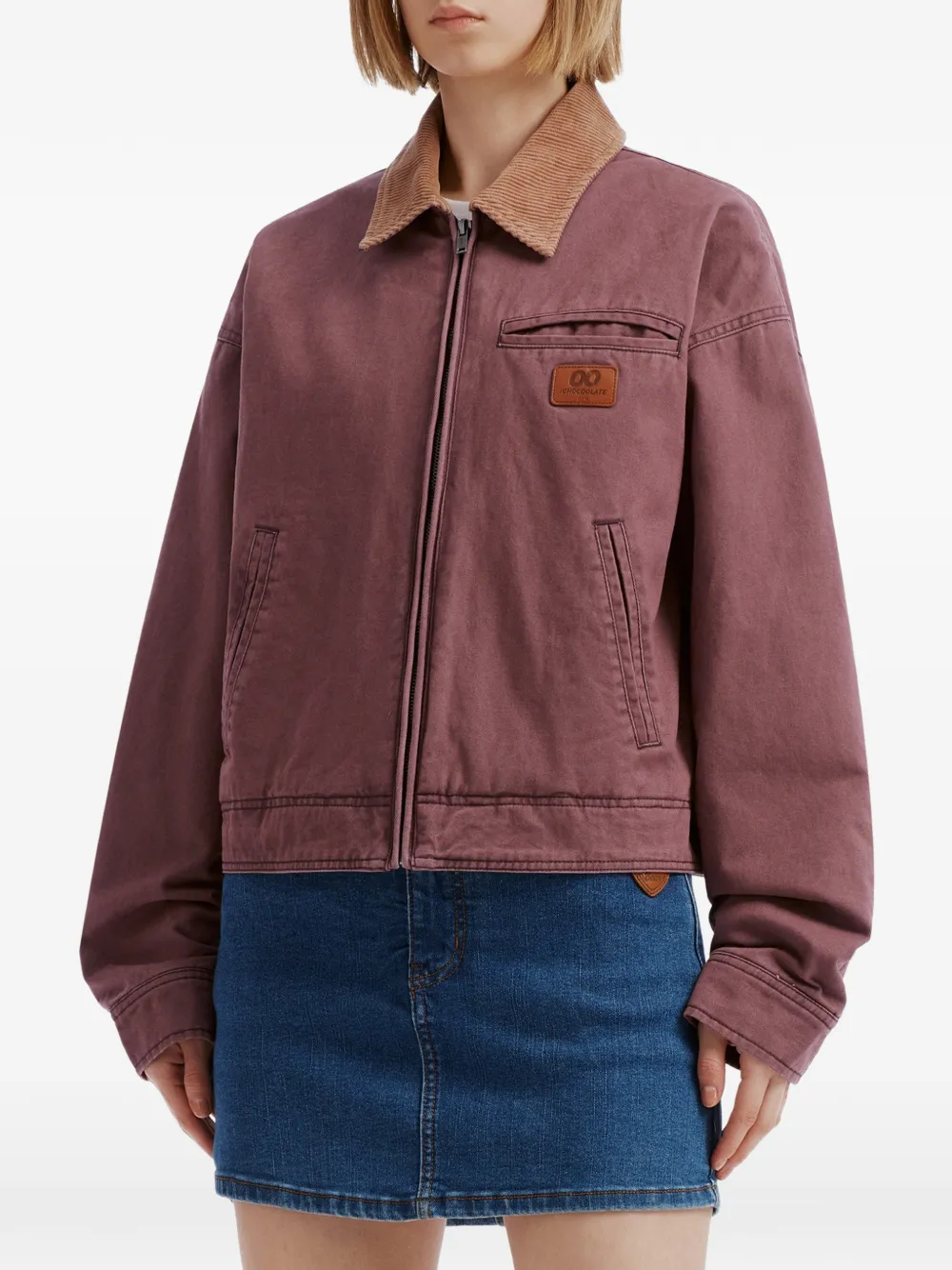 CHOCOOLATE corduroy-collar logo-patch jacket Paars