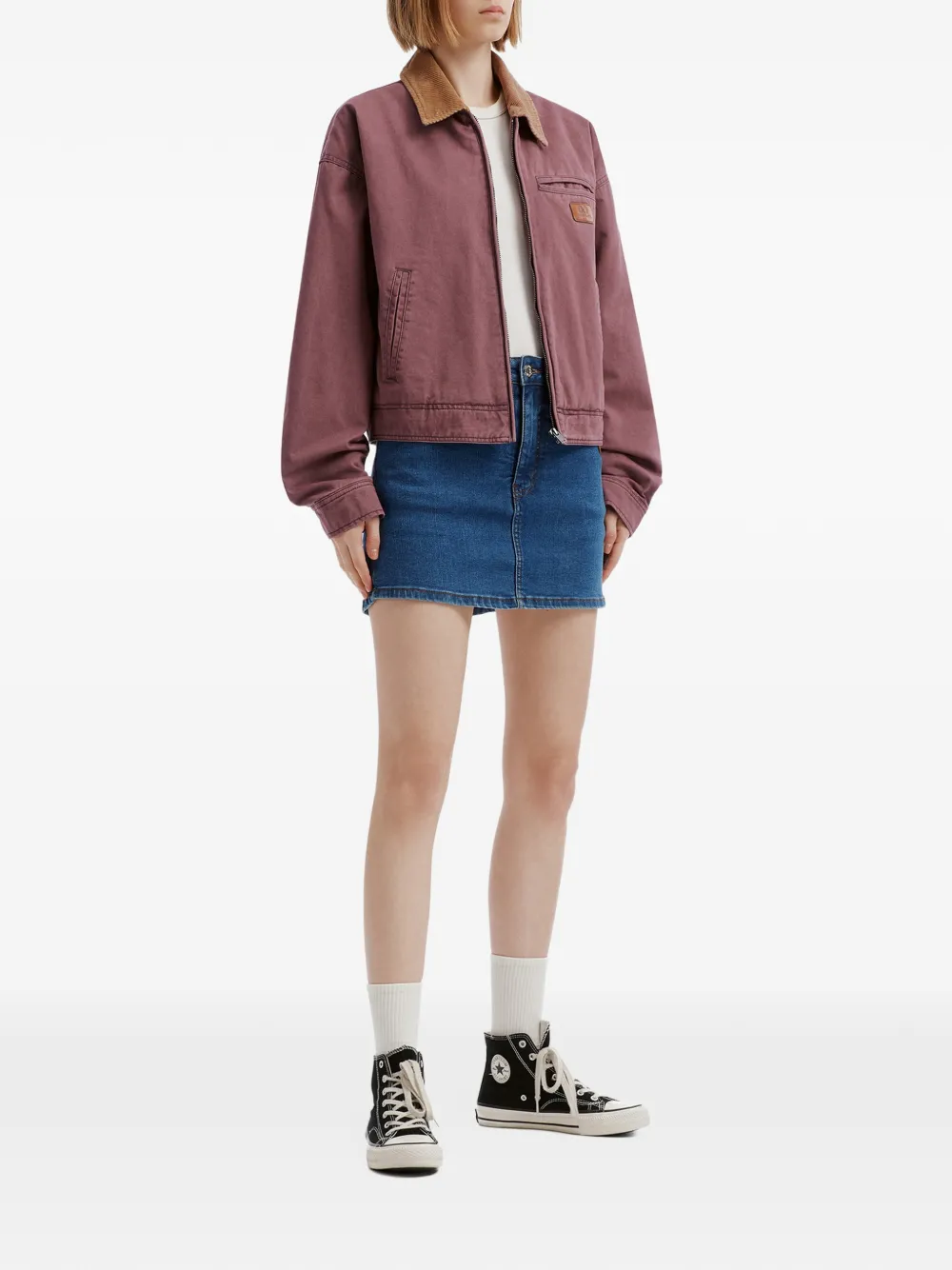 CHOCOOLATE corduroy-collar logo-patch jacket Paars