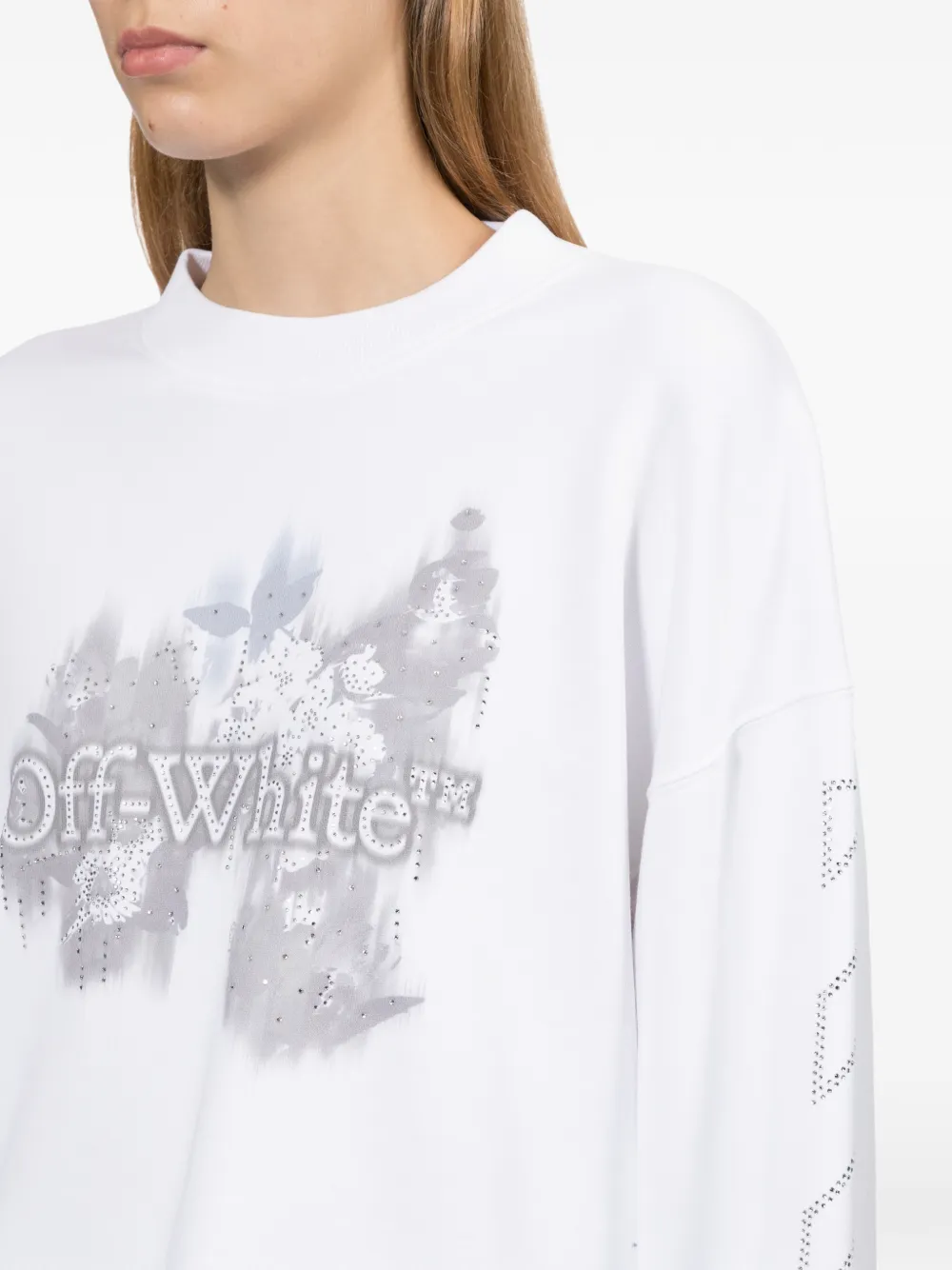 Off-White crystal flower-printed sweatshirt Wit