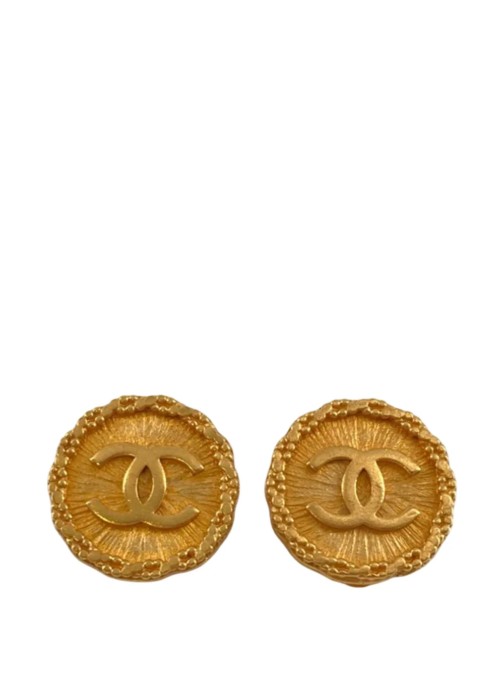 CHANEL Pre-Owned 1993 CC Gold Plated Sunburst Round Clip On Earrings costume earrings - Oro