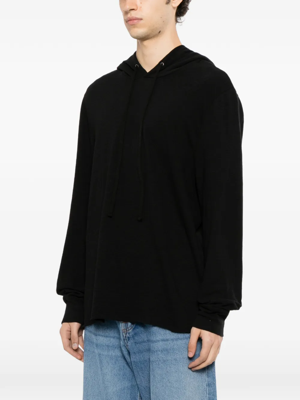 James Perse cotton slub hoodie Zwart