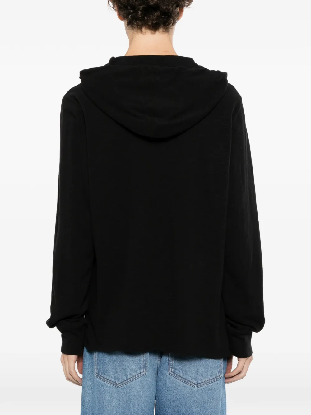 James Perse cotton slub hoodie Zwart